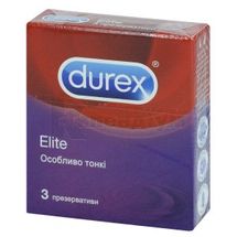 ПРЕЗЕРВАТИВИ ЛАТЕКСНІ З СИЛІКОНОВОЮ ЗМАЗКОЮ "DUREX ELITE" особливо тонкі, особливо тонкі, № 3; Реккітт Бенкізер Хелскер (ЮКей) Лімітед