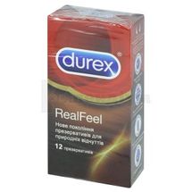 ПРЕЗЕРВАТИВИ ЛАТЕКСНІ З СИЛІКОНОВОЮ ЗМАЗКОЮ "DUREX REAL FEEL" натуральні відчуття, натуральні відчуття, № 12; undefined