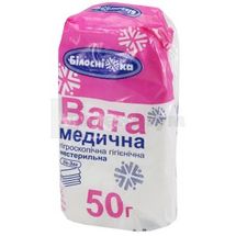 ВАТА МЕДИЧНА ГІГРОСКОПІЧНА ГІГІЄНІЧНА нестерильна, 50 г, тип "зигзаг", тип "зигзаг", № 1; undefined