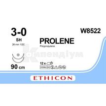 PROLENE 3/0, син., 90 см, +2 голки 26 мм колючі 1/2, +2 голки 26 мм колючі 1/2, № 1; Етікон, Інк.