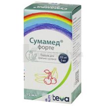 Сумамед® Форте порошок для оральної суспензії, 600 мг, флакон, 15 мл, з дозуючим шприцом, з дозуюч. шприцом, № 1; Тева Україна