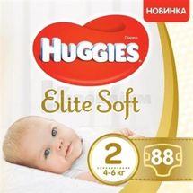 ПІДГУЗКИ ДИТЯЧІ ГІГІЄНІЧНІ HUGGIES ELITE SOFT размер 2 (4-7 кг), № 88; Кімберлі-Кларк Україна