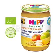 ФРУКТОВЕ АСОРТІ З ЗЕРНОВИМИ ПЛАСТІВЦЯМИ "ФРУКТИ ТА ЗЛАКИ" HIPP 190 г, з 6 місяців, з 6 місяців, № 1; Хіпп Україна