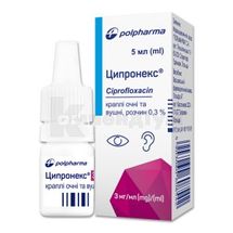 Ципронекс® краплі очні/вушні, 0,3 %, флакон-крапельниця, 5 мл, № 1; Польфарма