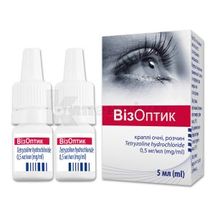 Візоптік краплі очні, розчин, 0,5 мг/мл, флакон-крапельниця, 5 мл, № 2; Польфарма