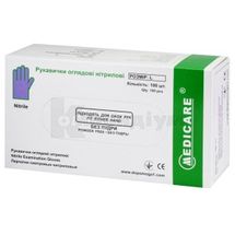 РУКАВИЧКИ ОГЛЯДОВІ НЕСТЕРИЛЬНІ "MEDICARE" розмір m, хлоровані, нітрилові, без пудри, текстуровані, без пудри, текстуровані, № 100; undefined