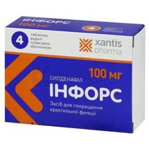 Інфорс таблетки, вкриті плівковою оболонкою, 100 мг, блістер, № 4; Фармак