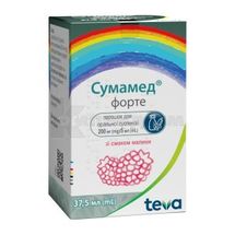 Сумамед® Форте порошок для оральної суспензії, 1500 мг, флакон, 37.5 мл, зі смаком малини, зі смаком малини, № 1; Тева Україна