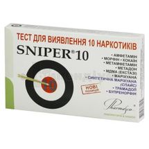 ТЕСТ БАГАТОПРОФІЛЬНИЙ Д/В НАРКОТИКІВ У СЕЧІ SNIPER®10 (AMP, MOR, COC, MET, MTD, MDMA, THC, K2, TRA, BUP) № 1; Фармаско