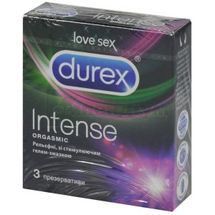 ПРЕЗЕРВАТИВИ ЛАТЕКСНІ З СИЛІКОНОВОЮ ЗМАЗКОЮ DUREX® INTENSE ORGASMIC (РЕЛЬЄФНІ ЗІ СТИМУЛЮЮЧИМ ГЕЛЕМ-ЗМАЗКОЮ) № 3; Reckitt Benckiser Healthcare (UK) Limited