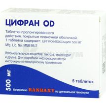 Цифран OD таблетки пролонгованої дії, вкриті плівковою оболонкою, 500 мг, блістер, № 5; САН