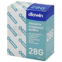 ЛАНЦЕТИ СТЕРИЛЬНІ diaWin 28g, № 100; ДІАВІН