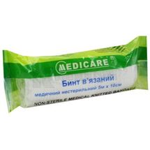 БИНТ В'ЯЗАНИЙ МЕДИЧНИЙ НЕСТЕРИЛЬНИЙ "MEDICARE" 5 м х 10 см, № 1; Допомога-I