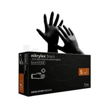 РУКОВИЧКИ НІТРИЛОВІ СМОТРОВІ НЕПРИПУДРЕНІ НЕСТЕРИЛЬНІ NITRYLEX® BLACK розмір s, № 1; Mercator Medical