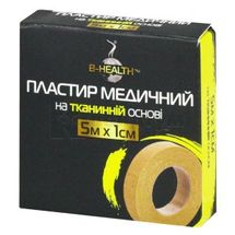 ПЛАСТИР МЕДИЧНИЙ КАТУШКОВИЙ B-HEALTH™ 5 м х 1 см, на тканинній основі, на тканинній основі, № 1; Калина Медична Виробнича Компанія