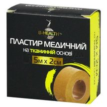 ПЛАСТИР МЕДИЧНИЙ КАТУШКОВИЙ B-HEALTH™ 5 м х 2 см, на тканинній основі, на тканинній основі, № 1; Калина Медична Виробнича Компанія