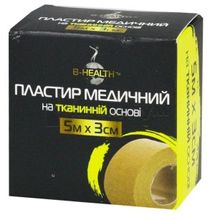 ПЛАСТИР МЕДИЧНИЙ КАТУШКОВИЙ B-HEALTH™ 5 м х 3 см, на тканинній основі, на тканинній основі, № 1; Калина Медична Виробнича Компанія