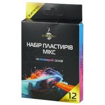 НАБІР ПЛАСТИРІВ B-HEALTH™ МІКС 19х72мм,25х72мм,38х38мм, на полімерній основі, № 12; Калина Медична Виробнича Компанія