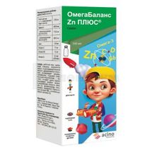 ОмегаБаланс Zn ПЛЮС сироп, флакон, 100 мл, з мірною ложкою в пачці, з мірн. ложкою в пачці, № 1; Асіно