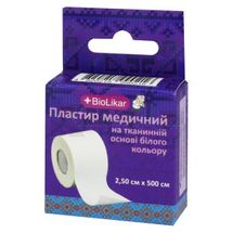 ПЛАСТИР МЕДИЧНИЙ НА ТКАНИННІЙ ОСНОВІ 2,5 см х 500 см, котушка, білого кольору, білого кольору, № 1; undefined