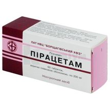 Пірацетам таблетки, вкриті плівковою оболонкою, 200 мг, блістер, в пачці, в пачці, № 60; Борщагівський ХФЗ