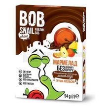 МАРМЕЛАД НАТУРАЛЬНИЙ BOB SNAIL (УЛИТКА БОБ) 54 г, груша-апельсин в бельгійському молочному шоколаді, груша-апел. в бельг.мол.шокол., № 1; Еко Снек