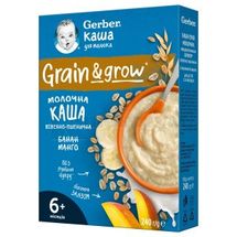 КАША СУХА МОЛОЧНА GERBER® ВІВСЯНА З ПШЕНИЦЕЮ З БАНАНОМ І МАНГО 240 г, з 6 місяців, з 6 місяців, № 1; Nestle Swiss