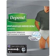 БІЛИЗНА ВБИРАЮЧА (ТРУСИ-ПІДГУЗКИ) DEPEND® для чоловіків, розмір l/xl, № 9; Kimberly-Clark