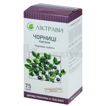 Чорниці пагони пагони, 75 г, пачка, з внутрішн. пакетом, з внутр. пакетом, № 1; ЗАТ "Ліктрави"