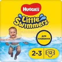 ПІДГУЗНИКИ-ТРУСИКИ ДЛЯ КУПАННЯ ДИТЯЧІ ГІГІЄНІЧНІ HUGGIES LITTLE SWIMMER 2-3 (3-8 кг), № 12; Кімберлі-Кларк