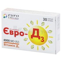 ЄВРО-Д3 капсули м'які желатинові, 4000 мо, № 30; Softech Pharma Pvt., Ltd