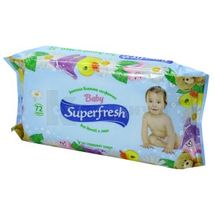 САЛФЕТКИ ВЛАЖНЫЕ "SUPER FRESH" для детей и мам, с вит. компл., № 72; КПД