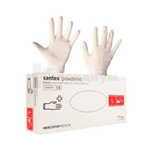 ПЕРЧАТКИ ЛАТЕКСНЫЕ СМОТРОВЫЕ НЕСТЕРИЛЬНЫЕ ПРИПУДРЕННЫЕ SANTEX l, пара, № 1; Mercator Medical