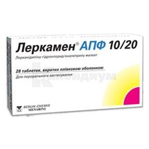 Леркамен® АПФ 10/20 таблетки, покрытые пленочной оболочкой, 10 мг + 20 мг, блистер, № 28; Menarini International Operations Luxemburg S.A.