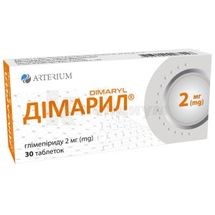 Димарил таблетки, 2 мг, блистер, в пачке, в пачке, № 30; Киевмедпрепарат