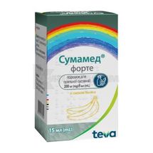 Сумамед® Форте порошок для оральной суспензии, 600 мг, флакон, 15 мл, со вкусом банана, со вкусом банана, № 1; Тева Украина