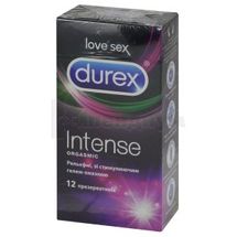 ПРЕЗЕРВАТИВЫ ЛАТЕКСНЫЕ С СИЛИКОНОВОЙ СМАЗКОЙ DUREX® INTENSE ORGASMIC (РЕЛЬЕФНЫЕ СО СТИМУЛИРУЮЩИМ ГЕЛЕМ-СМАЗКОЙ) № 12; Reckitt Benckiser Healthcare International Limited