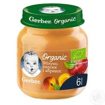 ПЮРЕ тм "GERBER" ЯБЛОКО ПЕРСИК АБРИКОС ОРГАНИК 125 г, № 1; Нестле Украина