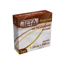 ПЛАСТЫРЬ НА ПОЛИМЕРНОЙ ОСНОВЕ В РУЛОНАХ TETA® 1,25 х 500 см, 1,25 х 500 см, № 1; Тетафарм