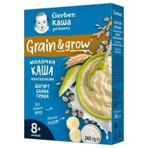 КАША СУХАЯ МОЛОЧНАЯ GERBER® МУЛЬТИЗЛАКОВАЯ С ЙОГУРТОМ, БАНАНОМ И ГРУШЕЙ 240 г, с 6 месяцев, с 6 месяцев, № 1; Nestle Swiss