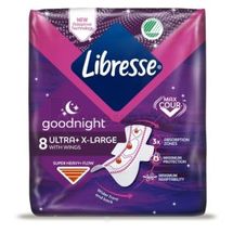 ПРОКЛАДКИ ЖЕНСКИЕ ГИГИЕНИЧЕСКИЕ LIBRESSE ULTRA GOODNIGHT X-LARGE with wings, № 8; Essity Hygiene and Health