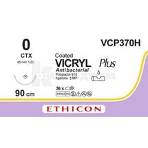 ВИКРИЛ ПЛЮС с покрытием (Антибактериальный/Полиглактин 910) 0, 90 см, игла 48 мм колющая, игла 48 мм колющая, № 1; Ethicon, Inc