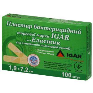 ПЛАСТИР БАКТЕРИЦИДНИЙ торгової марки IGAR тип ЕЛАСТИК (на еластичній полімерній основі)