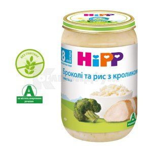 ПЮРЕ М'ЯСО-ОВОЧЕВЕ "БРОКОЛІ ТА РИС З КРОЛИКОМ" "HIPP"