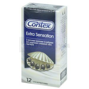 ПРЕЗЕРВАТИВИ ЛАТЕКСНІ З СИЛІКОНОВОЮ ЗМАЗКОЮ CONTEX® EXTRA SENSATION (З КРУПНИМИ КРАПКАМИ ТА РЕБРАМИ)