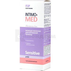 МОЛОЧКО МИЮЧЕ ДЛЯ ІНТИМНОЇ ГІГІЄНИ tm "ELFA PHARM" SENSITIVE рН 4,5 серії "INTIMO-MED"