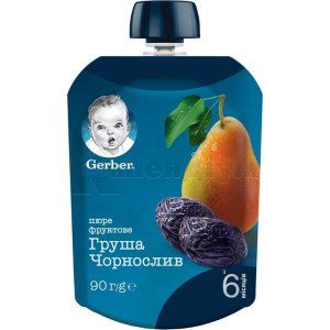 ПЮРЕ ФРУКТОВЕ ТМ "GERBER" "ГРУША ТА ЧОРНОСЛИВ"