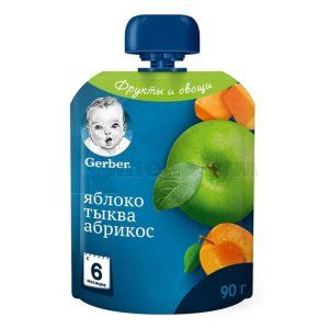 ПЮРЕ ФРУКТОВО-ОВОЧЕВЕ "ЯБЛУКО, ГАРБУЗ, АБРИКОС" тм "GERBER"