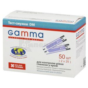 Тест-смужка для контролю рівня глюкози в крові DM (Test strip for monitoring blood glucose DM)