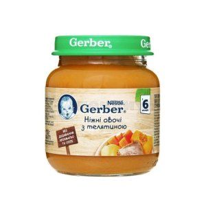 ПЮРЕ ОВОЩНО-МЯСНОЕ ПРОТЕРТОЕ "НЕЖНЫЕ ОВОЩИ С ТЕЛЯТИНОЙ" "GERBER"